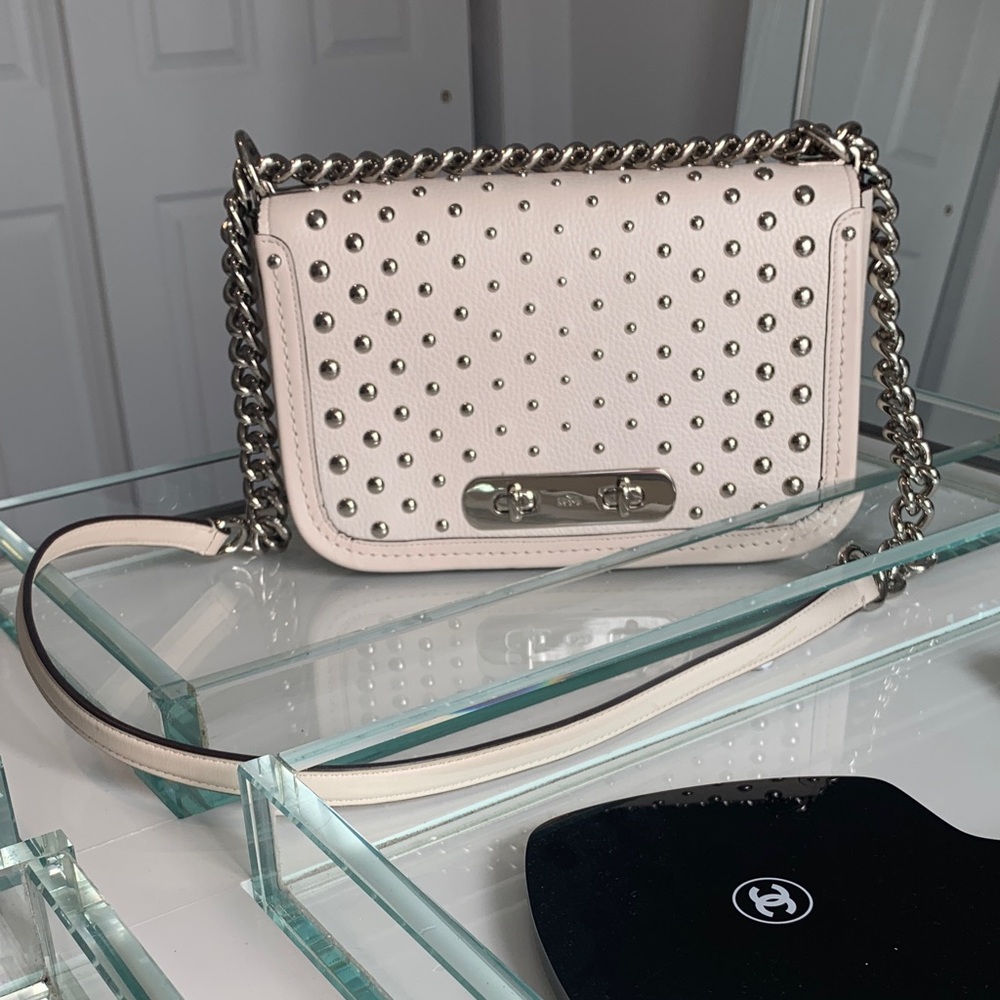 Coach Cream Studded Shoulder Bag